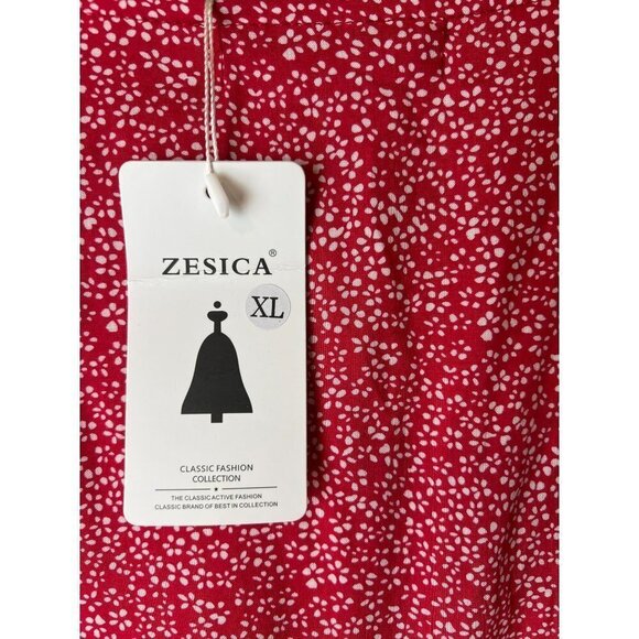 Zesica Juniors XL Red Polka Dot Ditsy Floral Partially Lined Ruffle Detail Wrap - Picture 5 of 8